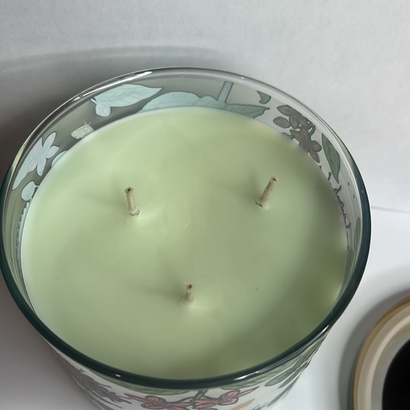 Bath & Body Works Bergamot & Birch Soy Candle with Pink and Green Floral Design - Picture 5 of 7